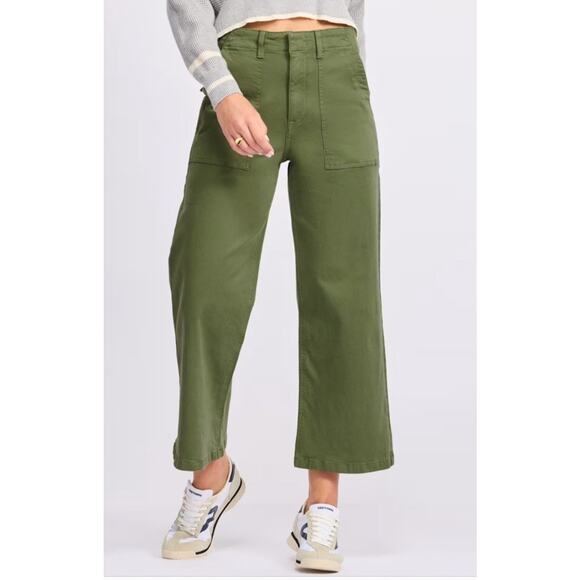 Pistola 29 Army Green Wide Leg Cropped Cargo Utility Pants Sophia $158 - Picture 1 of 8